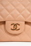 Pre-Loved Chanel™ 2012 Beige Caviar Jumbo Double Flap Shoulder Bag