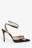 Mach & Mach Black Patent Leather Crystal Bow Heels Size 39.5