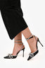 Mach & Mach Black Patent Leather Crystal Bow Heels Size 39.5