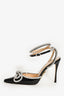 Mach & Mach Black Patent Leather Crystal Bow Heels Size 39.5