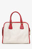 Prada White/Red Canvas/Saffiano Leather Canapa Tote