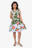 Oscar de la Renta Blue Camellia Jacquard Mini Dress Size M
