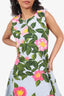 Oscar de la Renta Blue Camellia Jacquard Mini Dress Size M