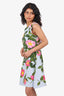 Oscar de la Renta Blue Camellia Jacquard Mini Dress Size M