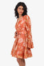 Zimmermann Orange Linen Beaded Amber Floral Mini Dress Size 2
