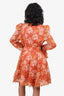 Zimmermann Orange Linen Beaded Amber Floral Mini Dress Size 2