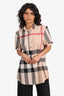 Burberry Brown Cotton Check Pattern Short Sleeve Shirt Size M