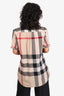 Burberry Brown Cotton Check Pattern Short Sleeve Shirt Size M