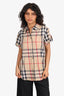 Burberry Brown Cotton Check Pattern Short Sleeve Shirt Size XL