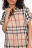 Burberry Brown Cotton Check Pattern Short Sleeve Shirt Size XL