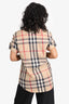 Burberry Brown Cotton Check Pattern Short Sleeve Shirt Size XL