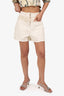 Ba&sh Cream Denim Exposed Zipper Mini Shorts Size L
