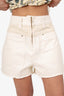 Ba&sh Cream Denim Exposed Zipper Mini Shorts Size L