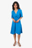 Sandro Blue V-Neck Key-Hole Midi Dress Size 40