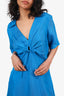 Sandro Blue V-Neck Key-Hole Midi Dress Size 40