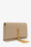 Saint Laurent Taupe Grained Leather Tassel Kate Small Crossbody