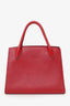 Prada Red Saffiano Cuir Small Monochrome Top Handle Tote With Pouch + Strap