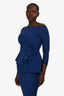 Chiara Boni La Petite Robe Blue Ruffle Long Sleeve Midi Dress Size 44