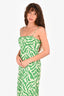 Faithfull The Brand Green/White Patterned Midi Dress Size 2