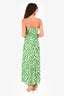 Faithfull The Brand Green/White Patterned Midi Dress Size 2