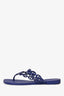 Hermès Cobalt Blue Rubber Chain 'Island' Sandals Size 36