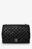 Pre-Loved Chanel™ 2012/13 Black Quilted Patent Maxi Double Flap Shoulder Bag