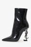Saint Laurent Black Patent Leather Opyum Boots Size 37