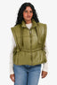 Ganni Green Bow Detail Puffer Vest Size S/M