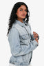 Ksubi Blue Denim Distressed Jacket Size S