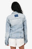 Ksubi Blue Denim Distressed Jacket Size S