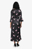 Ganni Black Floral Satin Maxi Button Down Maxi Dress Size 32