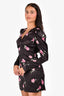 Ganni Black Floral Satin Mini Dress Size 32