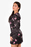 Ganni Black Floral Satin Mini Dress Size 32