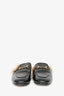 Gucci Black Leather Fur Princeton Slip-On Loafers Size 38.5