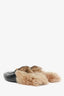 Gucci Black Leather Fur Princeton Slip-On Loafers Size 38.5