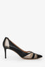 Salvatore Ferragamo Black/Sheer Leather/Mesh Pointed Heels Size 10.5
