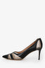 Salvatore Ferragamo Black/Sheer Leather/Mesh Pointed Heels Size 10.5