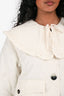 Ganni Cream Quilted Ruffle Lapel Short Puffer Jacket Size 32