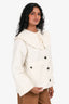 Ganni Cream Quilted Ruffle Lapel Short Puffer Jacket Size 32
