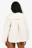 Ganni Cream Quilted Ruffle Lapel Short Puffer Jacket Size 32