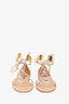 Tom Ford Nude Leather Gold Toned Accent Lace-up Sandals Size 35