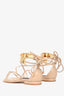 Tom Ford Nude Leather Gold Toned Accent Lace-up Sandals Size 35
