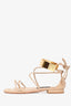 Tom Ford Nude Leather Gold Toned Accent Lace-up Sandals Size 35