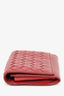 Bottega Veneta Red Leather Intrecciato Cardholder