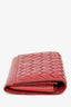 Bottega Veneta Red Leather Intrecciato Cardholder