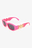 Versace Hot Pink Frame Medusa Head Rectangle Sunglasses