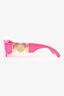 Versace Hot Pink Frame Medusa Head Rectangle Sunglasses