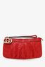 Gucci Red Guccissima Leather Interlocking G Wristlet Clutch
