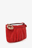 Gucci Red Guccissima Leather Interlocking G Wristlet Clutch