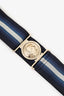Gucci Blue Striped Elastic Band GG Buckle Belt